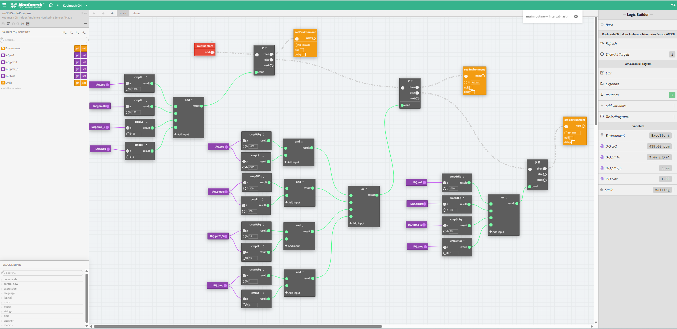 FIN Framework logic builder showing supervisory control logic blocks.