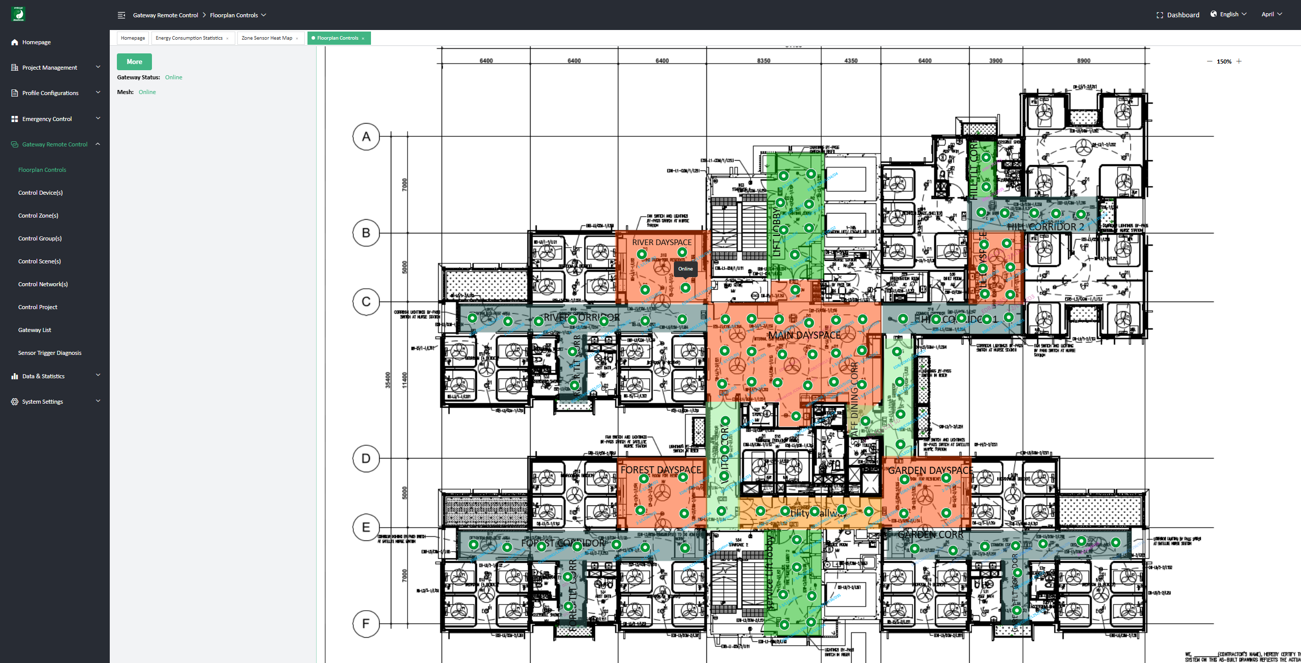 Visual lighting management interface for retail projects